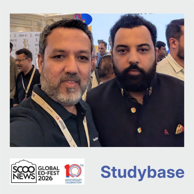 Studybase with Shriji Huzoor Dr Lakshyaraj Singh Mewar on the floor at Global Ed-Fest 2026