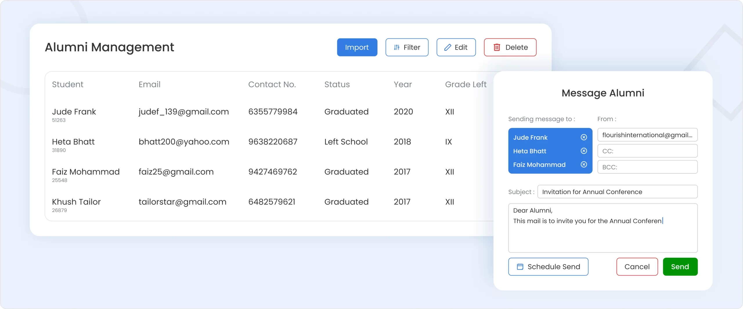 Alumni Management Dashboard