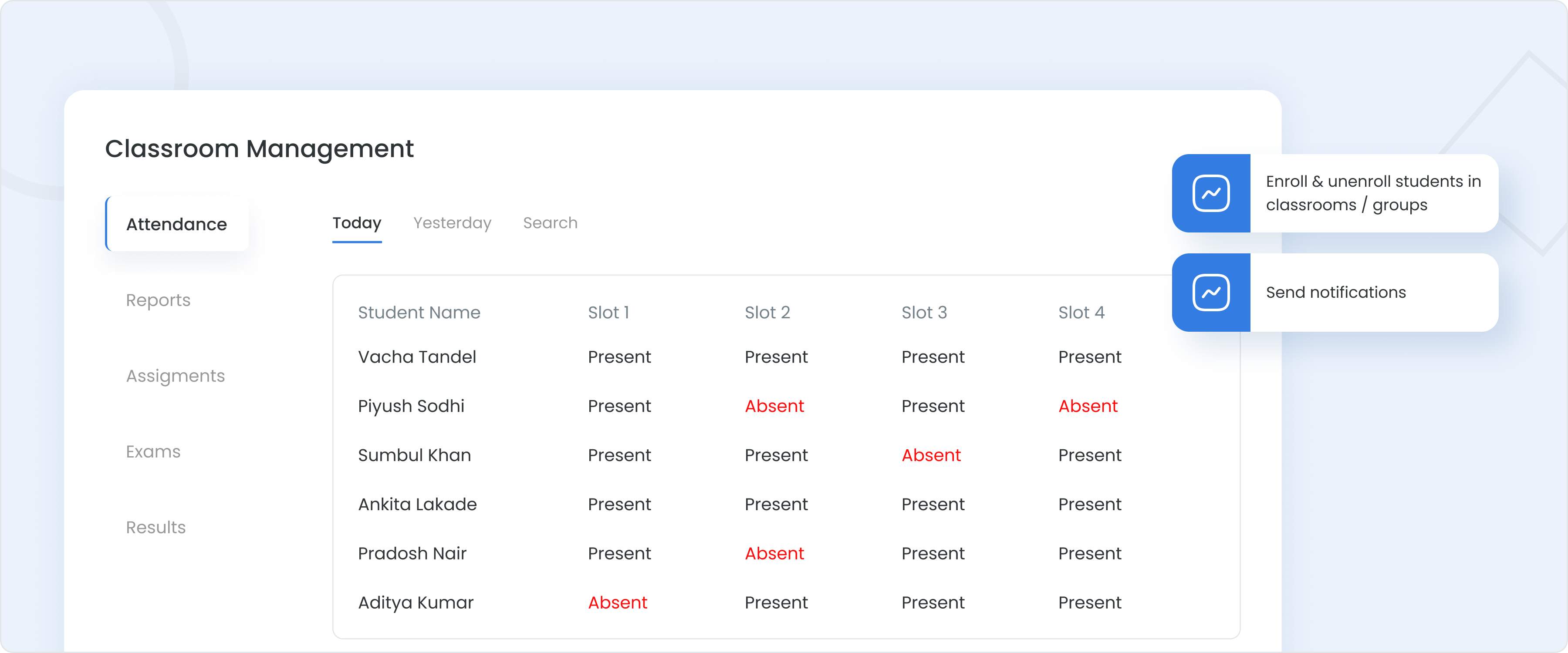 Classroom Management Dashboard