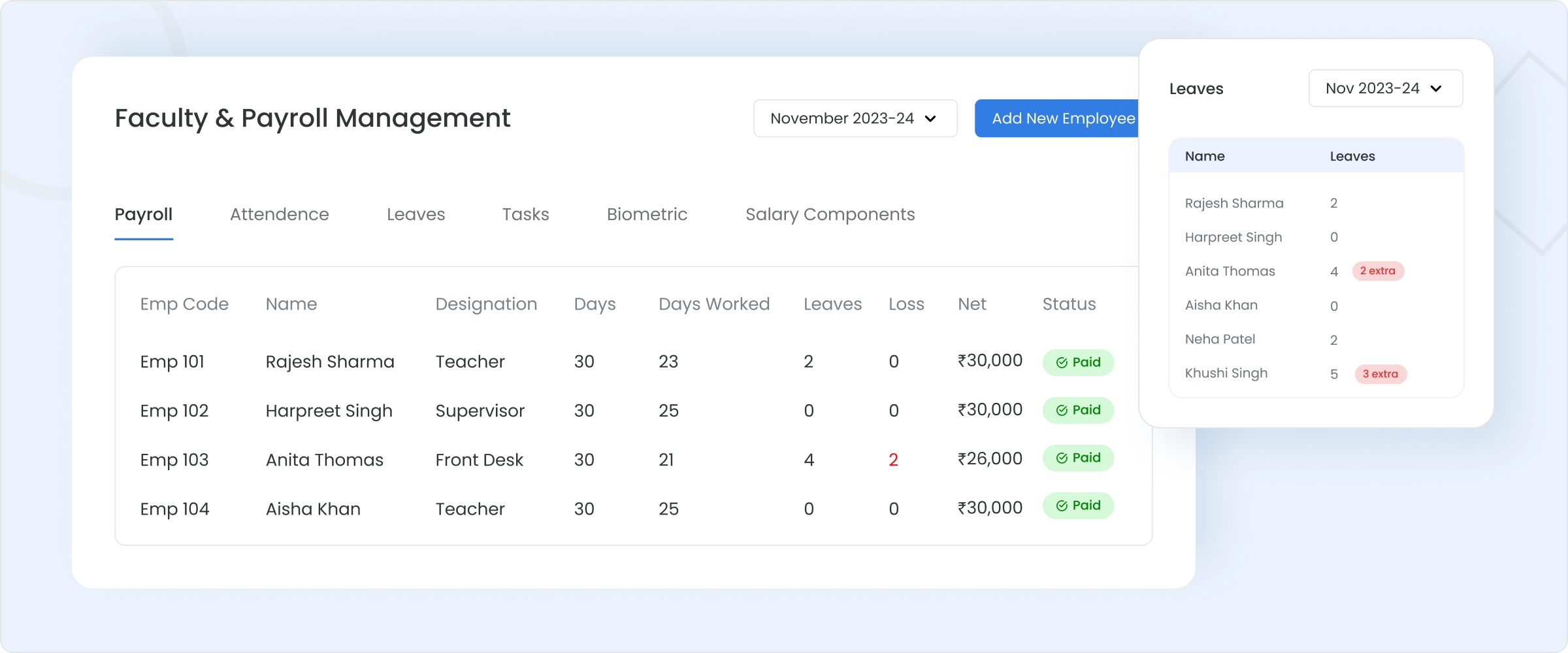 Faculty Management & Payroll Dashboard