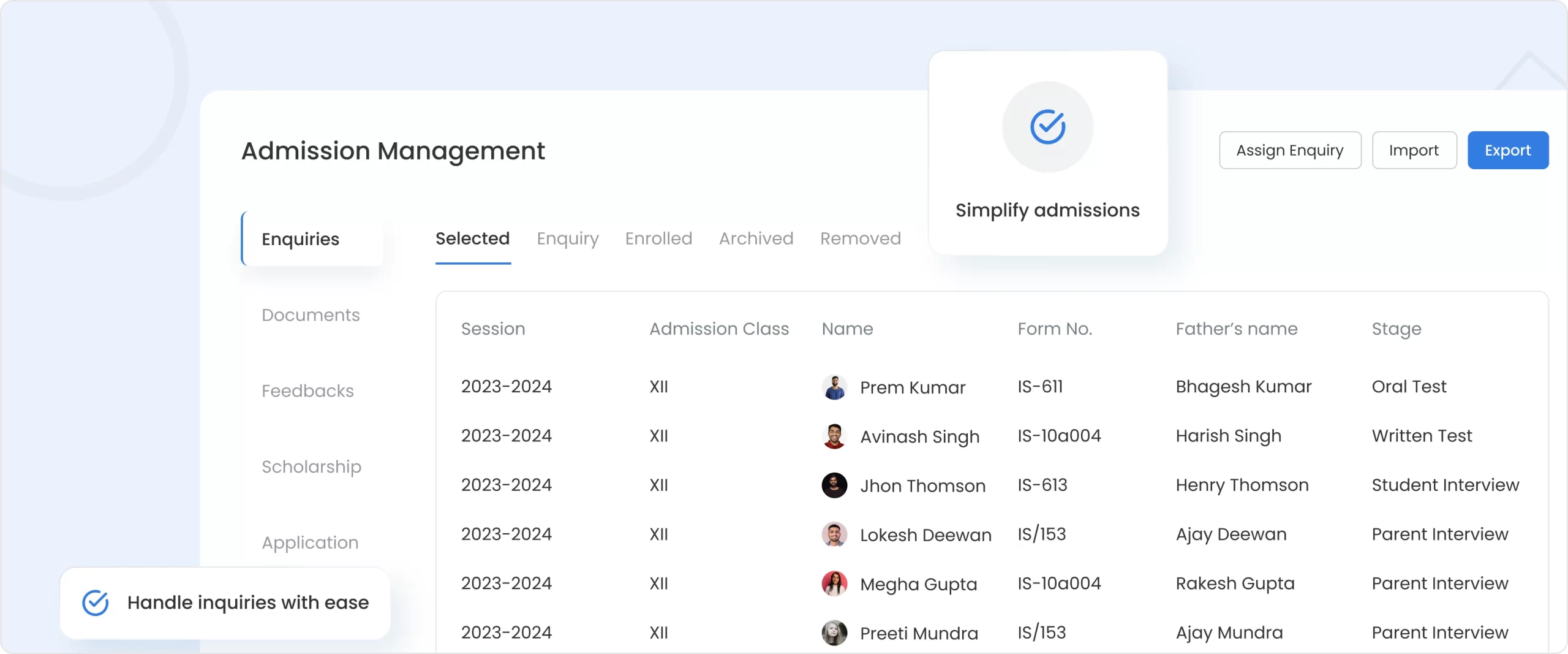 QR-Based Admissions Dashboard