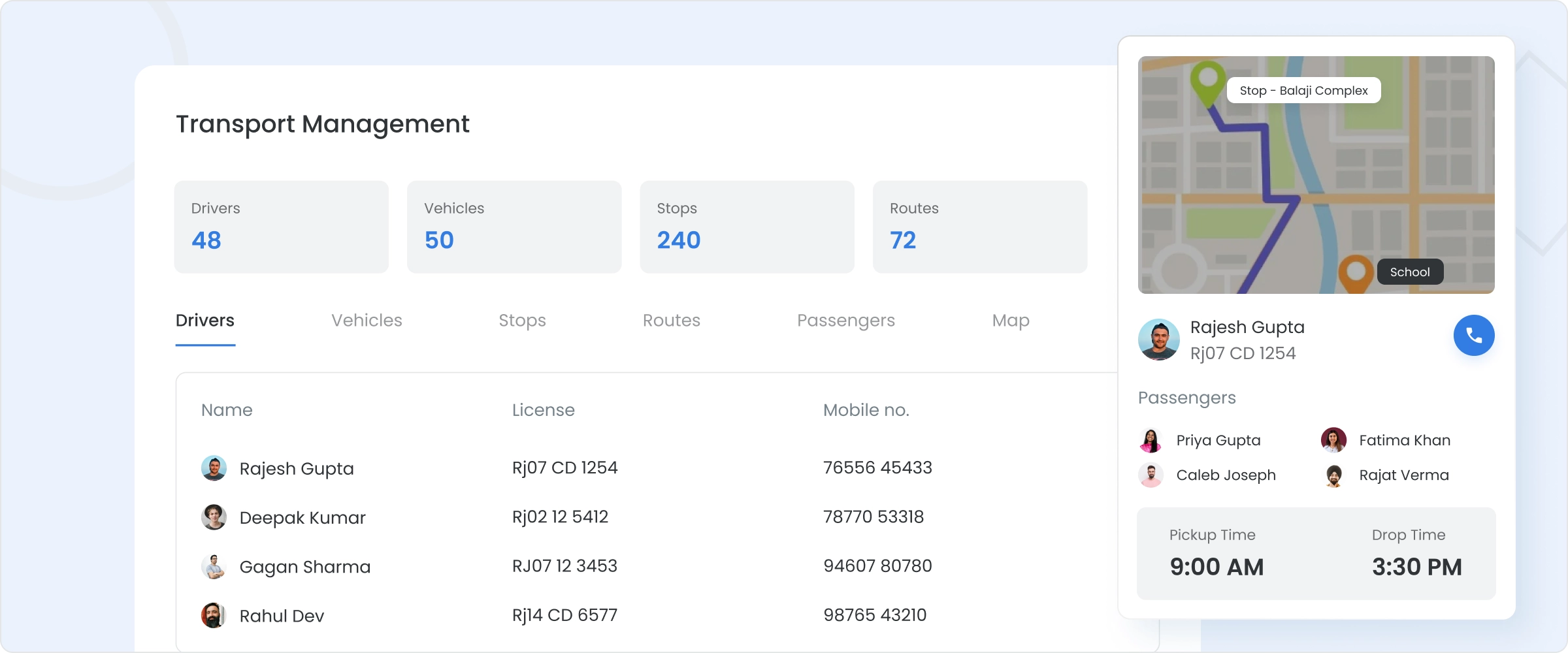 Transport with Live Tracking Dashboard